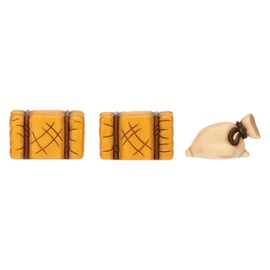 THUN - Set sacco e balle di fieno - ceramica - Collezione Presepe Classico - sacco 5,4 x3,2x3 - balle fieno 5,2x2,8x3,3 cm