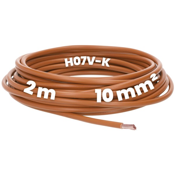 Kalitec 2 Metres H07V-K 10 mm² Brown Wiring Cable, Flexible