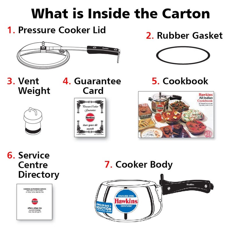 Hawkins 2 Litre Contura Pressure Cooker, Stainless Steel Inner Lid