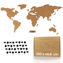 Tripvea - World Map Cork for Pinning | Pin Board World Map - Cork World Map with 50 Pins for Photos, Travel & Memories, Gift for Travel Lovers