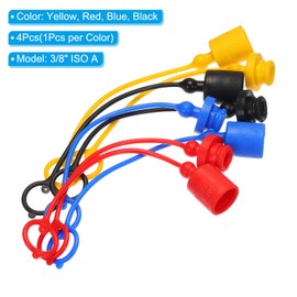 PATIKIL ISO-A 3/8 Hydraulic Coupler Male Dust Cap and Female Plug Cover Set of 4 Hydraulic Quick Connect Coupler with Retaining Ring Cap Hose Connection