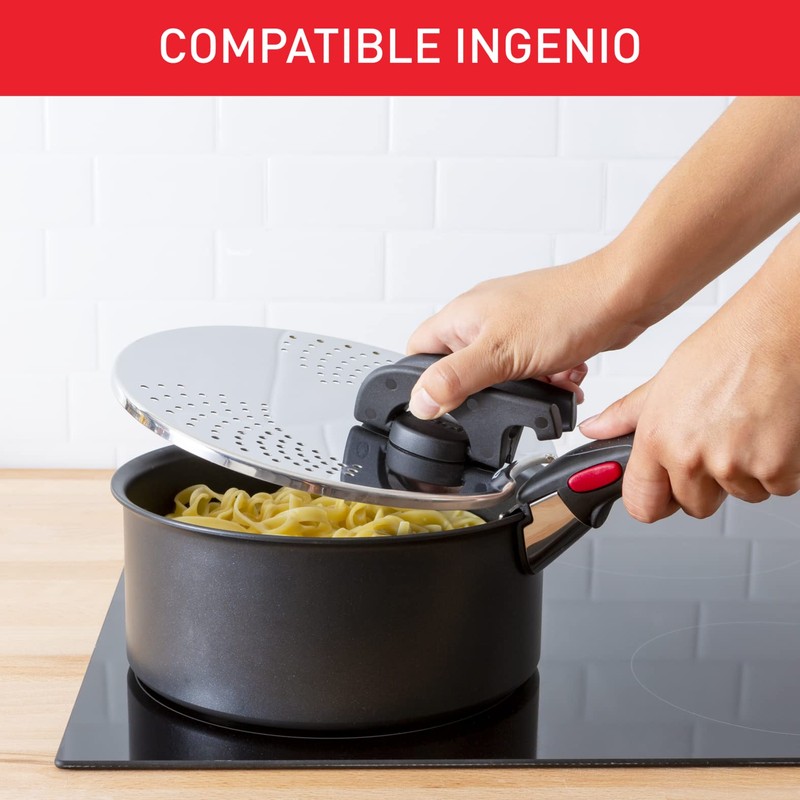 Tefal Ingenio Stainless Steel Drip Lid, Easy Storage, Multi Diameter,