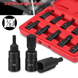 ACEBON Triple Square Spline Bit Socket Set, 10-Piece M4 - M16 Set | Premium Cr-V Steel | 3/8-Inch Drive | Enhanced Storage Case (Spline Bit)