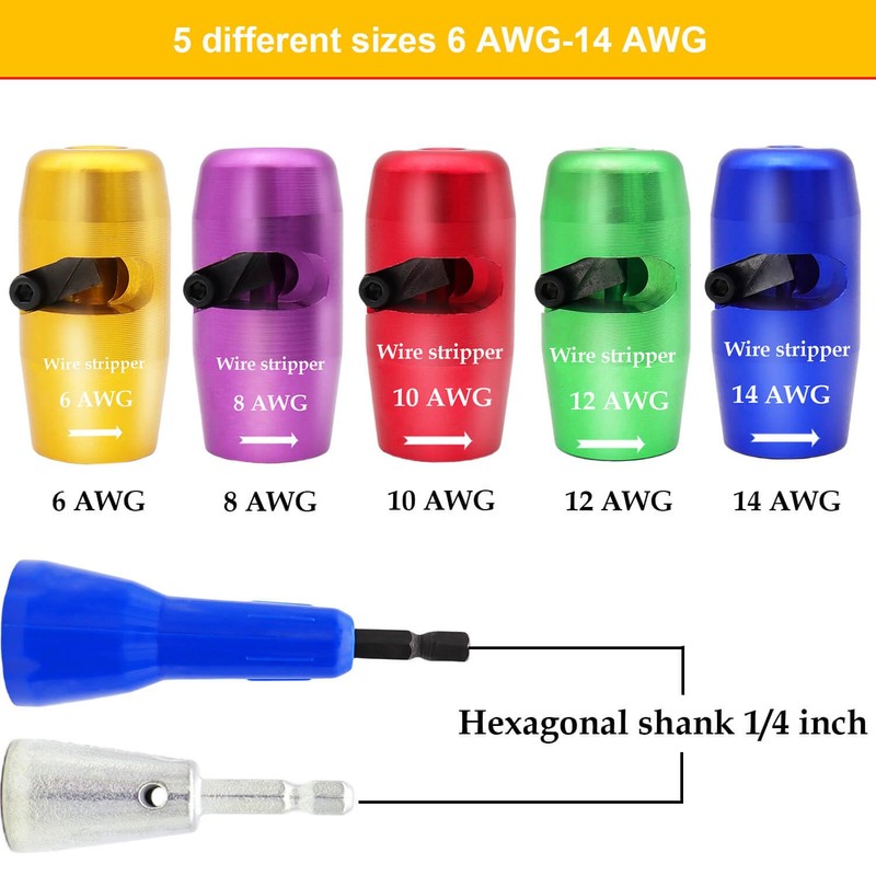 ACCYPRO Wire Stripper for Drill,Wire Stripper for 14-12-10-8-6 AWG,Wire Twisting