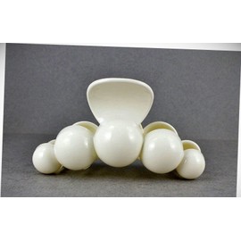 Perfect Hairstyle with Our Hair Accessories - Cream Hair Clip Plastic 3.75" Long Big Barrette Claw Clamp Circle Ball Bead Fashionable Hair Accessory Hair Jewelry Accessories for Lady Women