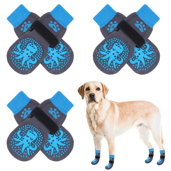 SCENEREAL Double Side Anti-Slip Dog Socks for Hardwood Floors to