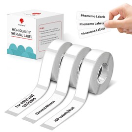 Phomemo D30 Label, 3 Rolls of Phomemo D30 Label 12mm x 40 mm,Multifunctional Label,Compatible with Phomemo D30 Label Maker, Suitable for Home, Office, School,160/Roll,White Label
