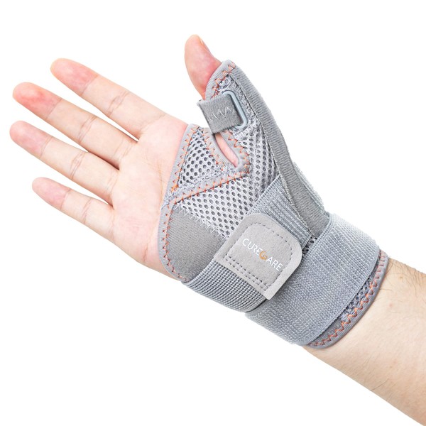 CURECARE New Upgraded Thumb Spica Splint, Comfortable Thumb Brace for Right & Left Hand, Universal Size Thumb Support for Arthritis, Tenosynovitis, CMC Joint Repetitive Injuries (Grey)