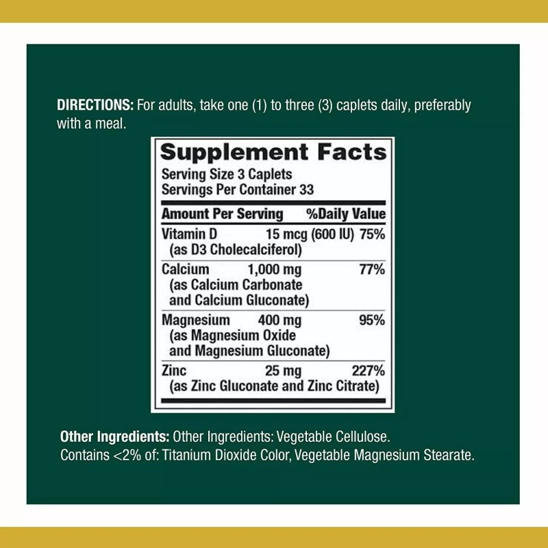 Calcium Magnesium & Zinc Calcio para los huesos Suplemento para