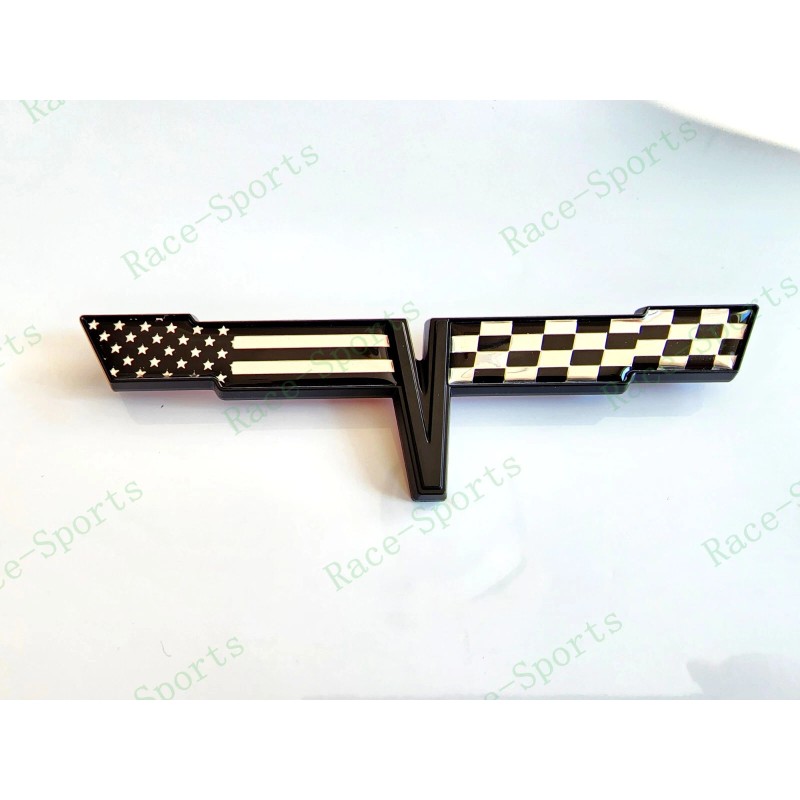 AUTO 2PC Black FRONT NOSE Rear Gas Lid Crossed Black