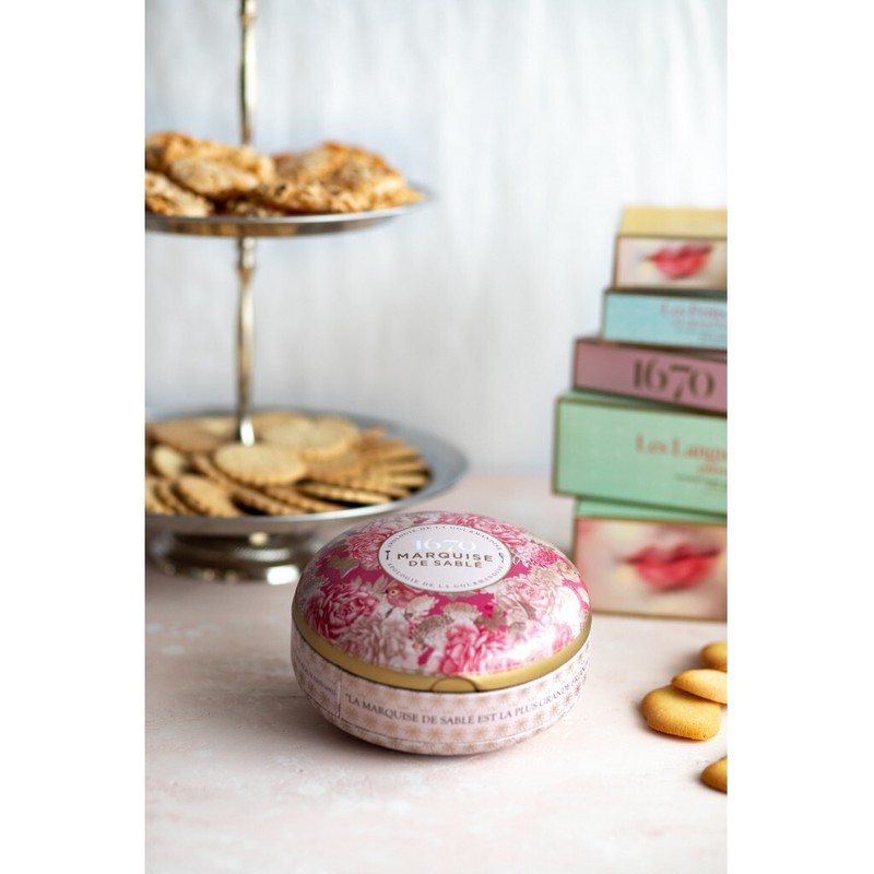 LA SABLESIENNE, L'Ecrin Trésor" Round Decorative Tin of Shortbread with