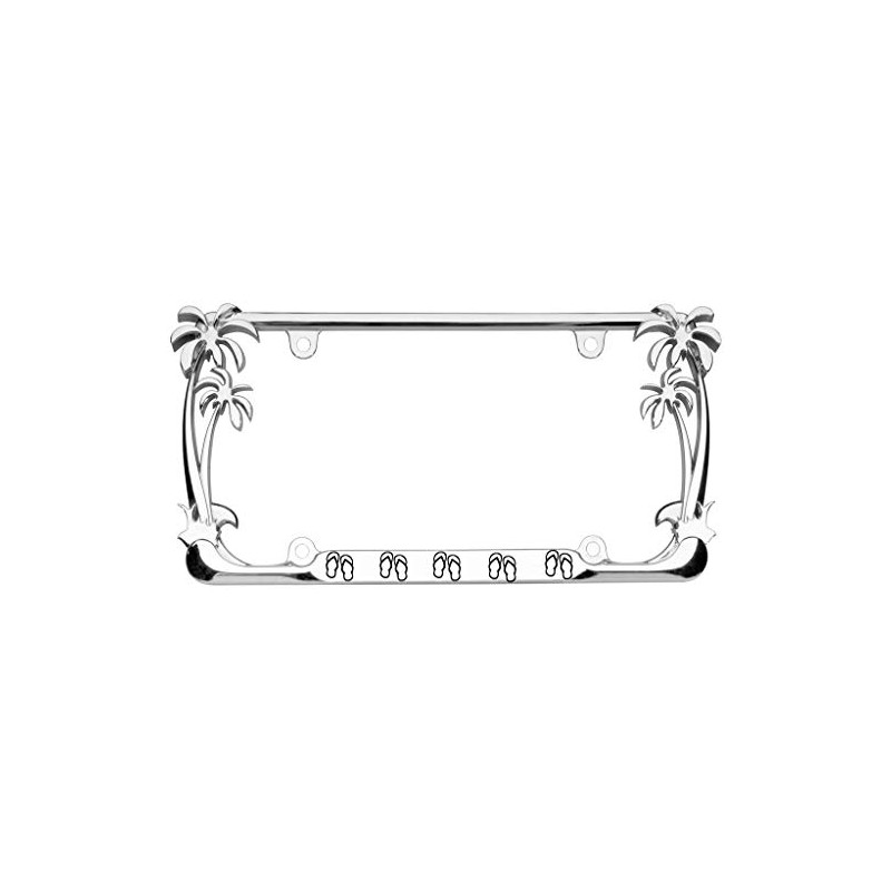 Flip Flops Palm Tree Heavy Duty Metal License Plate Frame