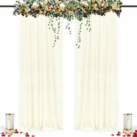 DUOBAO Ivory Chiffon Curtains Baby Shower Background 2 Panels 58"x96"Collapsible Bright Curtain 5ft x 8ft for Weddings Drapes Living Room Voile Window Photography