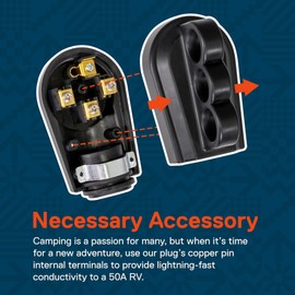 True Mods NEMA 14-50P 125/250V 50A RV Power Cord Male Replacement Socket Plug for 6/3 + 8/1 AWG 4-Wire Cord [EZ Grip Handle] [ETL Listed]