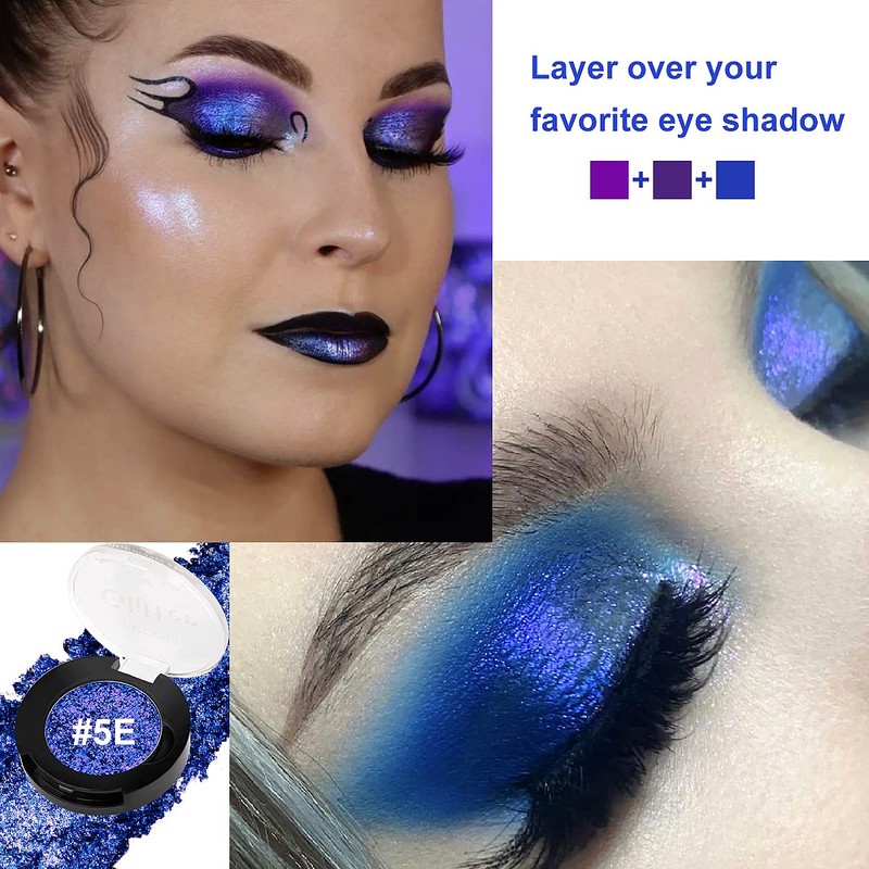 Afflano Multichrome Glitter Blue Eyeshadow, Single Glitter Metallic Shimmering Chameleon