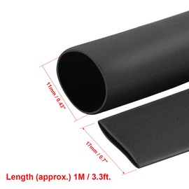 sourcing map Heat Shrink Tubing 17mm Flat 1m 2:1 Heat Shrink Tube Wire Wrap Black