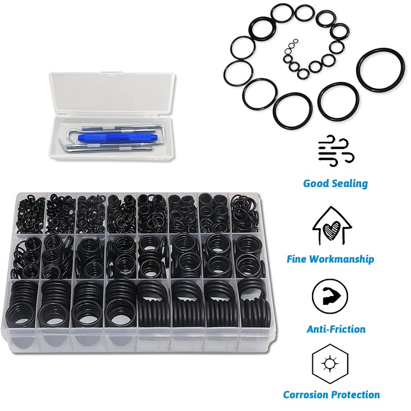 ZDBB 1280 Pieces 24 Size Rubber O-Ring Assortment Kit with