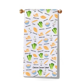 MYSOMY Chicken Caesar Salad Kitchen Towel Recipe Food Towel Chicken Caesar Salad Lover Gift Cooking Ingredients Gifts for Chefs (Salad Towel)