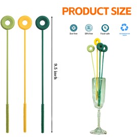 3pcs Silicone Straw Cleaning Brush, Drinking Straw Cleaning Brushes Set, Extra Long Pipe Cleaners, Straw Cleaning Brush for Tumbler, Sippy Cup, Bottle and Straw (Silicone Circle 3pcs)