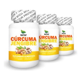 Curcuma Y Jengibre, 300 Cápsulas (3 Frascos 100 Cap C/u) Sabor Natural