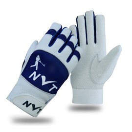 NVT Baseball Batting Gloves, Offers Superior Grip & Performance, Ultimate Durability and Ventilation, Batting Gloves Men Available in Blue & Multi Color (Blue/White, Adult Large)
