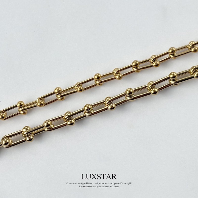 LUXSTAR Women's U-Link Chain Necklace, Hypoallergenic, Stainless Steel, 45 cm,