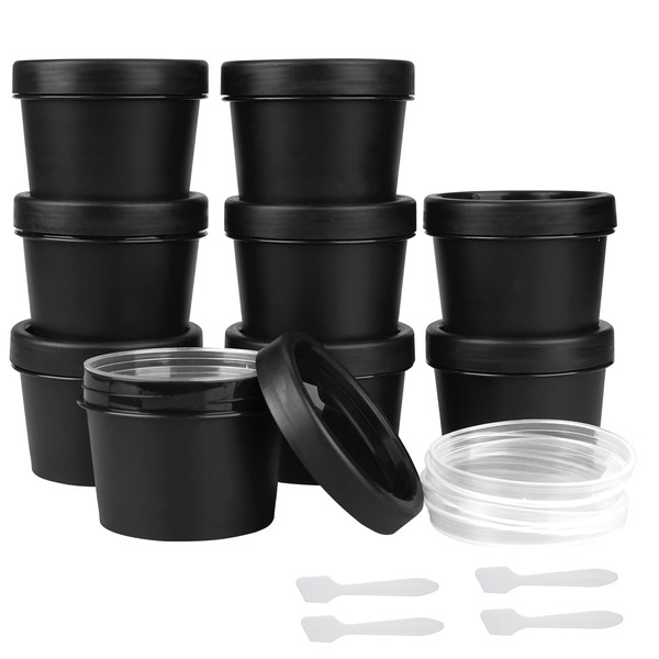 Travel Containers for Toiletries 3.4oz 9 Pack TSA Approved Plastic Cream Jars Wide-mouth Cosmetic Pot Jars with Lids Leak Proof Travel Size Containers for Makeup Face Cream(Black)
