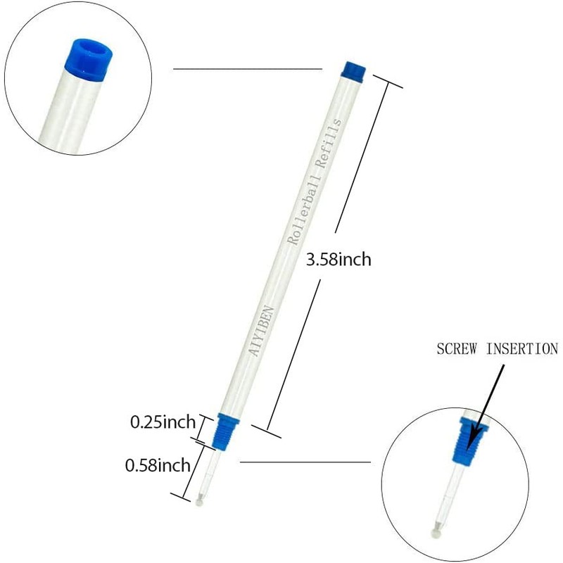 Rollerball Pen Refills - Smooth Writing German Ink and Fine