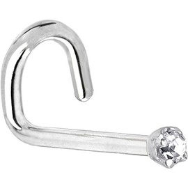 Body Candy Solid Platinum 1.5mm (0.015 cttw) Genuine Diamond Left Nose Stud Screw 20 Gauge 1/4"