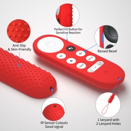 DUOLAXMENG 2pcs Silicone Remote Cover Replacement for Chromecast with Google TV HD 2022 / 4K 2020 Voice Remote,Anti Slip Protective Cover with Lanyad(Blue+Light Grey)