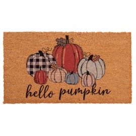 Woiqeuwr Fall Welcome Doormats Hello Pumpkin Door Mat Natural Coir Mats Non Slip Front Door Rugs for Thanksgiving Decorative Entrance Porch Outdoors 17 x 30 Inch