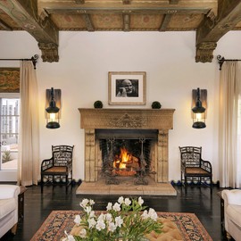 TIGKHAE Rustic Wall Light Fixtures Vintage Wall Sconces Sets of 2 Farmhouse Antique Wooden Wall Lamp with Clear Glass Mounted Lighting Black Bedside Sconces Wall Lighting for Bar Cafe Barn Stairs