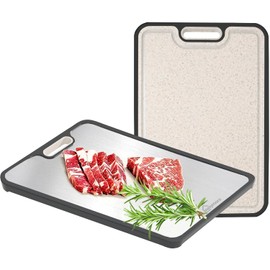 Titanium Cutting Board for Kitchen, Pure Titanium/Wheat Straw PP Chopping Board - Large Size 15''x10'', Meat Titanware Cutting Boards with Handle, Gift for Women Wife Mom - Non-toxic - Dishwasher Safe