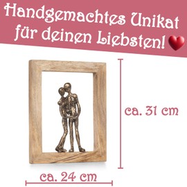 Moritz Geschenk-Set für Sie/Ihn Hochzeit Jahrestag Valentinstag - Deko Skulptur Paar im Bilderrahmen schwarz Gold, Teelichter, Blechschild Liebe - Deko Geschenkidee für Paare Verliebte