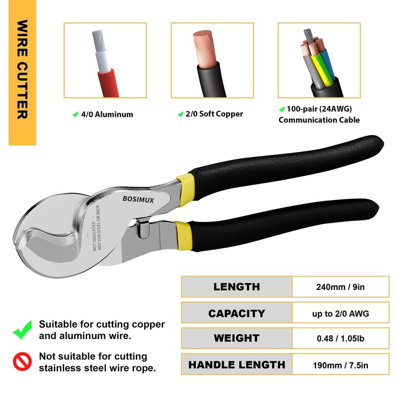 Bosimux 10 Tons Hydraulic Crimping Tool with Cable Cutter, 64PCS