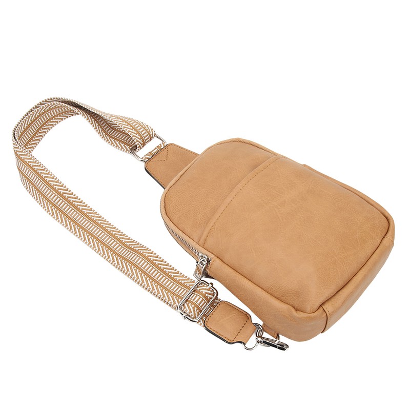 Sling Bag Shoulder Backpack Retro Zipper Multiple Compartments Widened Strap