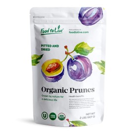 Food to Live Organic Pitted Prunes, 2 Pounds Dried California Plums, Non-GMO, Kosher, Unsulfured, Unsweetened, Bulk