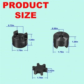 WEZCHUGHAOL 1/2" to 3/4" L075 Flexible 3-Piece L-Jaw Coupling Set & Buna-N NBR Rubber Spider Replacement Part for Log Wood Splitter Hybrid Equipment