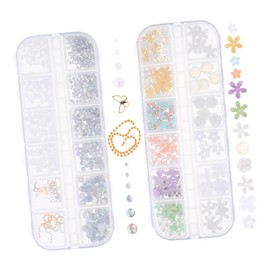 VICASKY 2 Boxes Creative Nail Charms for Women Stunning Nail Decorations Manicure Decors for Christmas