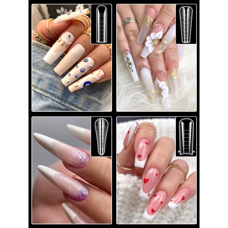 EBANKU 288PCS Clear Dual Nail Forms System Full Cover Nail