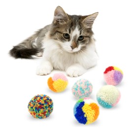 Andiker Cat Toy Ball, Kitten Toy, Colourful Yarn Balls for Indoor Cats, Interactive Play (Pack of 6)