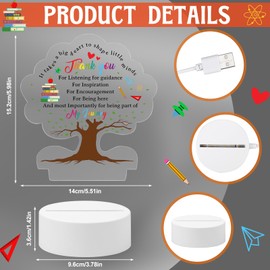 ULELE Thank You Teacher Gifts Acrylic Night Light Teacher Appreciation Gifts Teacher Acrylic Plaque Teacher Appreciation Gifts from Student Idea Gifts for Teachers Christmas Retirement Birthday Gift