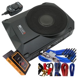 MB Quart RW-108A 600W Reference Series 8" 4-Ohm Power Subwoofer Amplifier with 8 Guage Kit Blue and Gravity Magnet Phone Holder PK4 Bundle