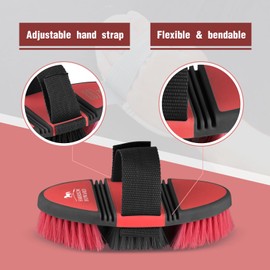 Harrison Howard Flexible Finish Brush Horse Grooming Brush Bendable Brush Convenient for Horse Scrubbing Comfortable Hold in Hand Red