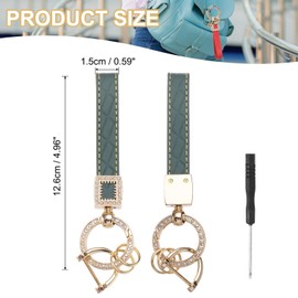 PATIKIL Leather Car Keychain, Microfiber Leather Bling Wristlet Keychains Key Fob Holder with Keyrings for Women Tote Bag Backpack Accessories, Blue