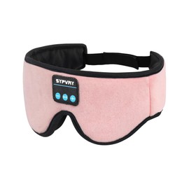 Sleep Mask Bluetooth Headphones Wireless Earphones Bluetooth 5.3 Eye Mask for Sleeping with Ultra-Thin Speaker Microphones Meditation Travel Sleeping Eye Mask Music Eye Cover, Pink