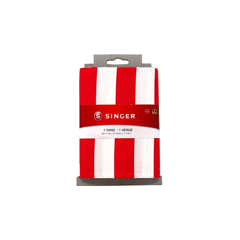 Singer Print Fabric, 100% Cotton, 1 Yard Precut, Red Stripe