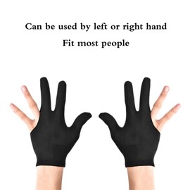 JKJF 4 Pcs 3 Fingers Billiards Gloves Pool Cue Gloves Shooter Cue Gloves for Women Men Left and Right Hand - Black Style 1