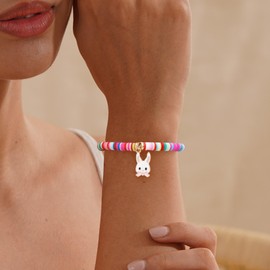 DONYUDE Easter Gifts for Teens, Easter Basket Ideas Colourful Bunny Bracelets for Daughter Christian Baptism Gifts Decoration Easters Egg Fillers Accessories