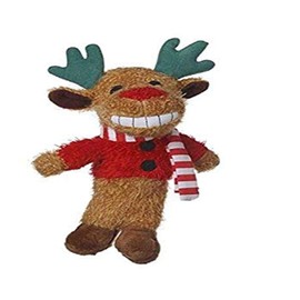 Multipet's 6-Inch Reindeer Loofa Plush Dog Toy That Squeaks